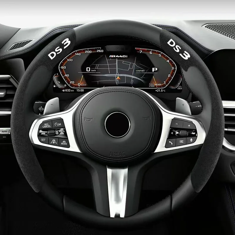 

4S Car Steering Wheel Cover black suede leather for Citroen DS3 DS4 C1 C2 C3 C4 C5 C6 C8 C4L Car Steering Wheel Cover