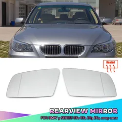 Left&Right Side Heated Wing Mirror Glass Wide Angle Rearview Mirror For BMW 5 Series E60 E61 E63 E64 2003-2008