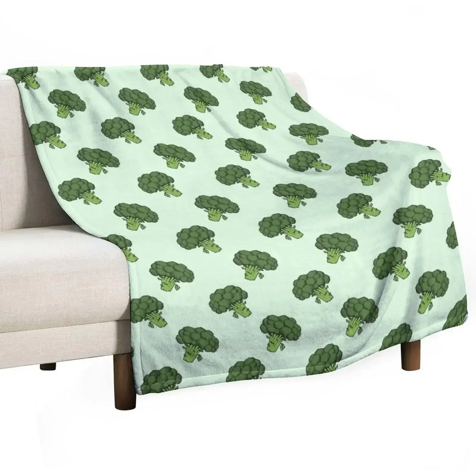 Broccoli Bunch Head Pattern Throw Blanket bed plaid decorative Flannel Fabric Personalized Gift Blankets