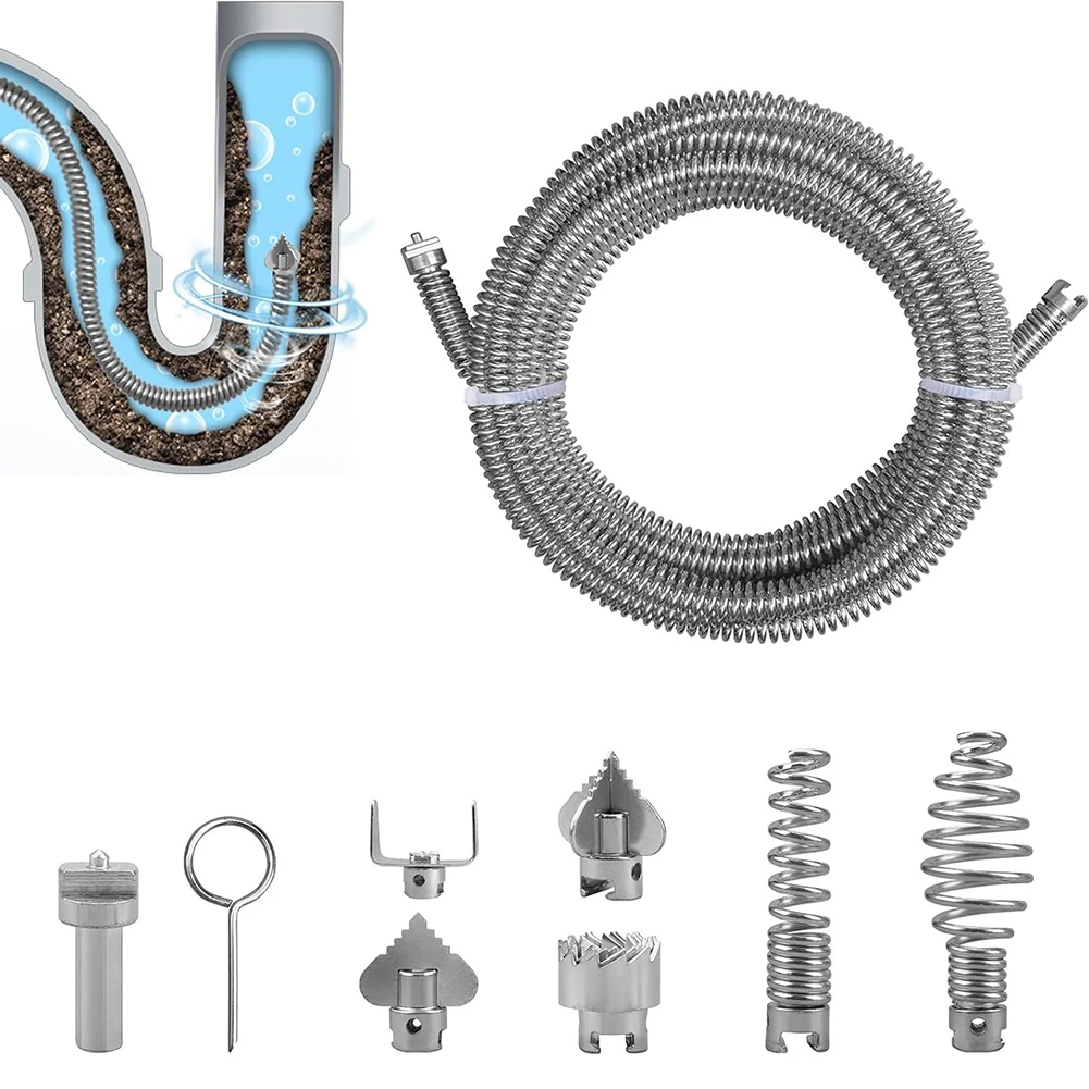 

1set Pipe Cleaning Spiral Pipe Unclogging Tool For Electric Pipe Cleaning Machine Accessories Quick Assembly