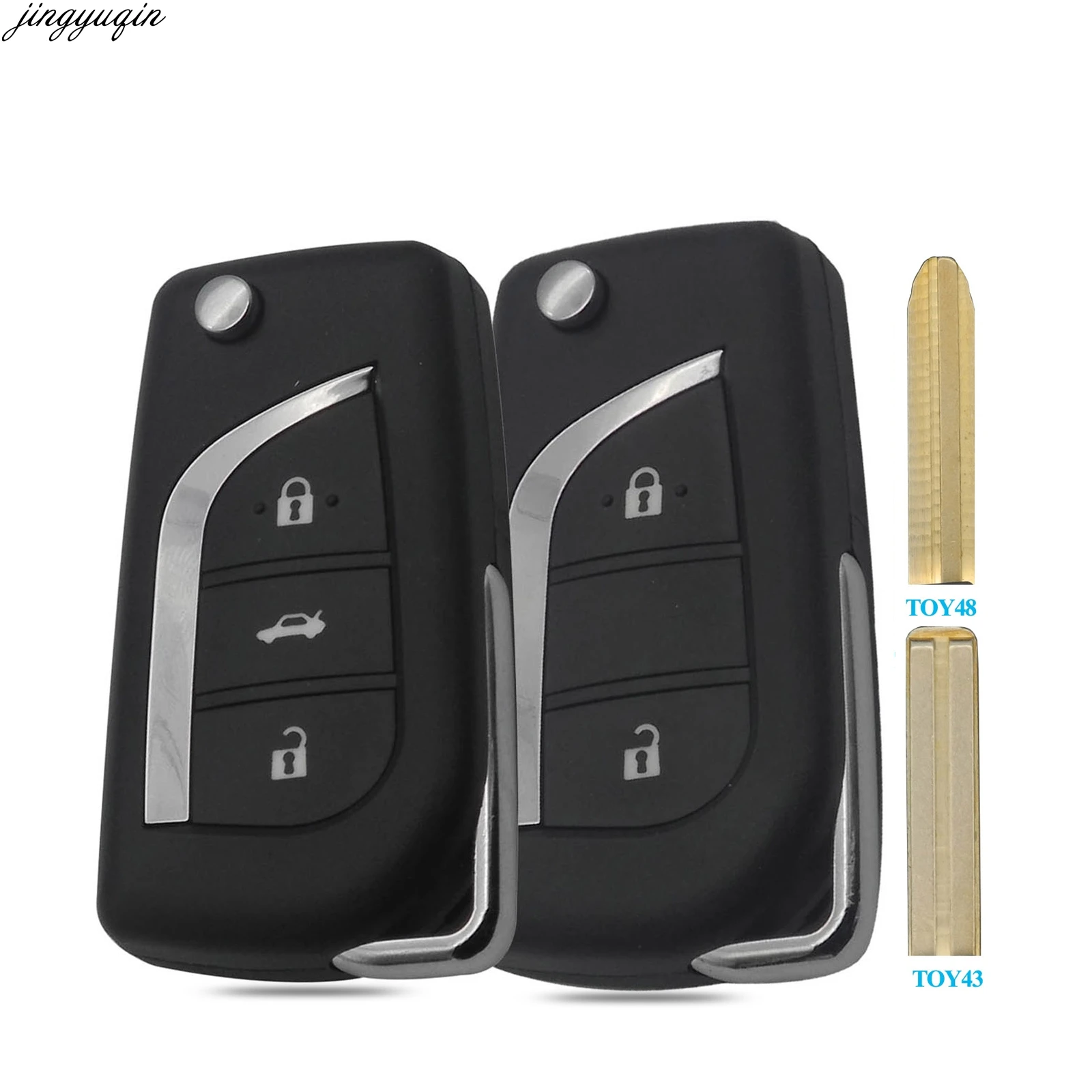 

Jingyuqin 2/3 Buttons Flip Folding Remote Car Key Shell For Toyota Corolla RAV4 Before 2013 Toy43 Toy48 Blade