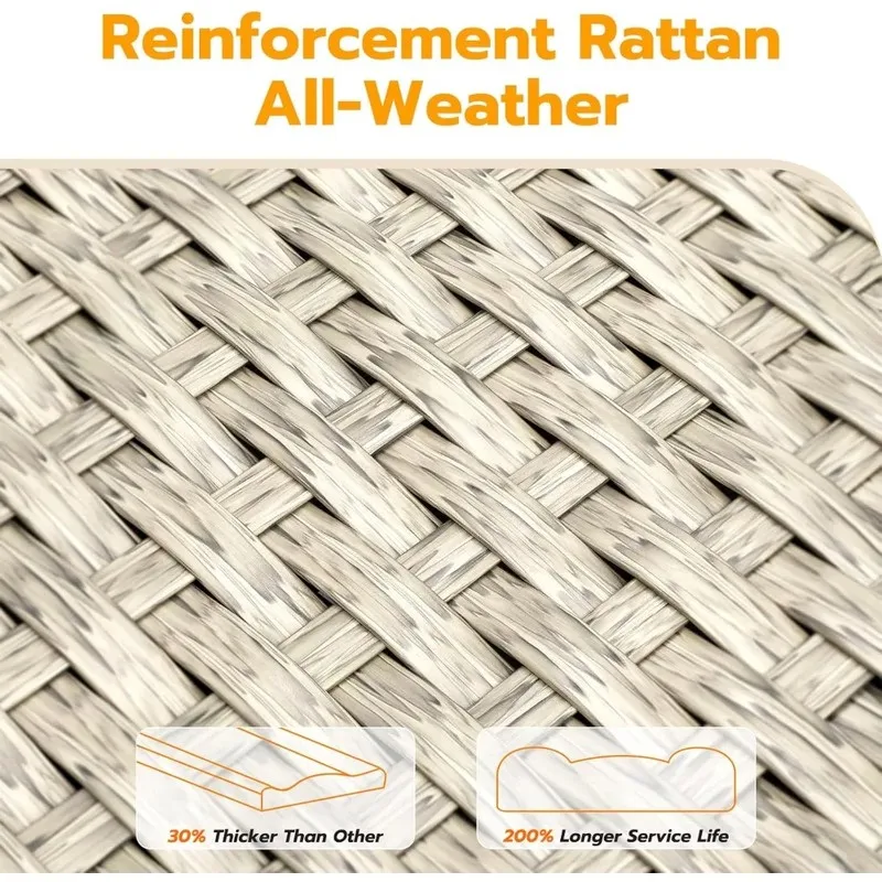 7-Piece Wicker Sectional Sofa Set with Tea Table for Patio, Garden, and Backyard Outdoor Conversations