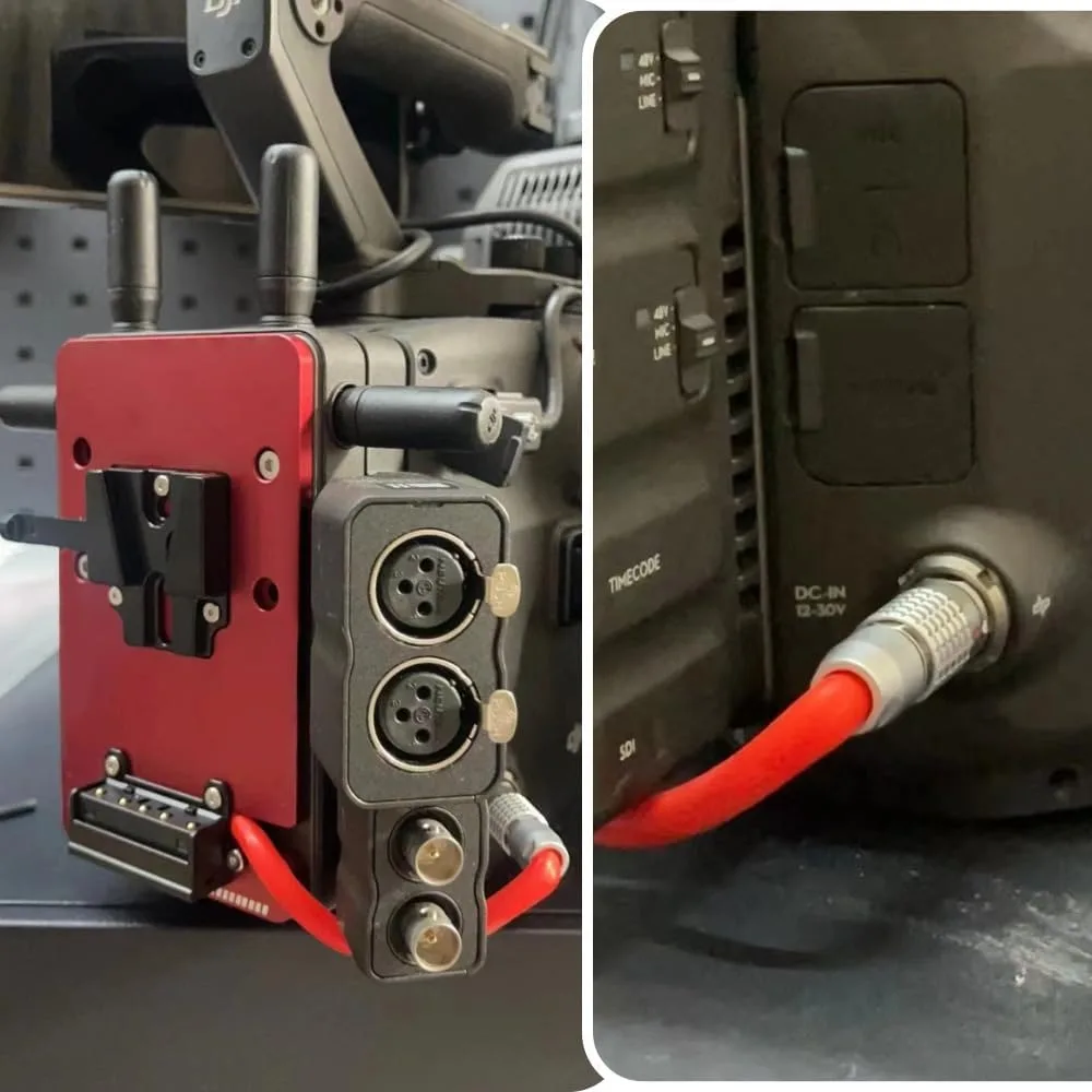 Alvins's Cables V Mount Battery Plate for DJI Ronin 4D, with Straight 1B 6-Pin Male DC-in Out Put for Ronin 4D Long Cable