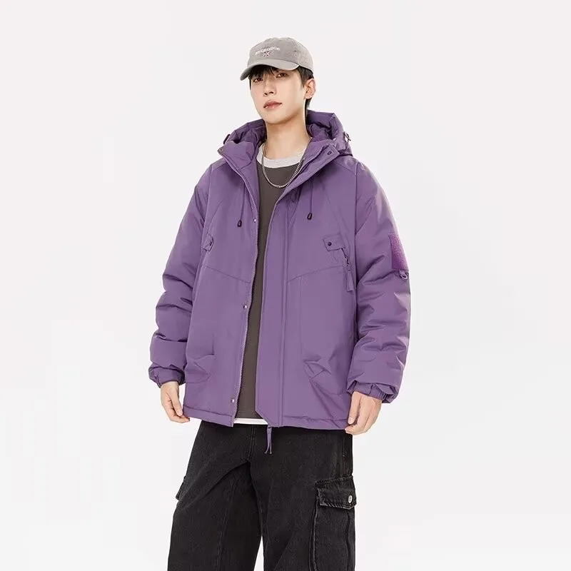 

Зимняя повседневная ветрозащитная водонепроницаемая куртка с капюшоном из хлопка, рабочая верхняя одежда для молодежи, полиэстер, нейлон...