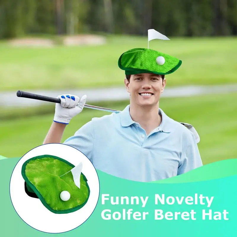 Funny Golfer Beret Hat Golf Theme Party Headwear with Golf Ball Flag Course man woman Novelty Costume Hat Party Accessories