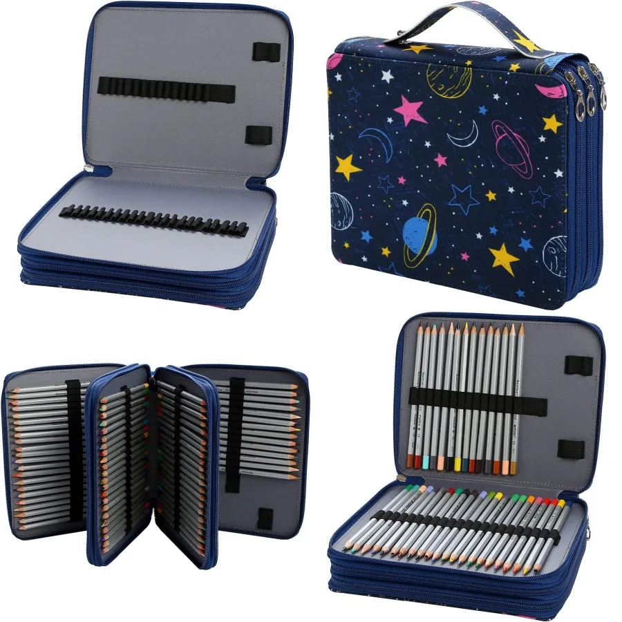 

Портативный цветной пенал Lbxgap с 120 слотами и рисунком печати, предназначенный для акварельных ручек и маркеров, идеально подходит для