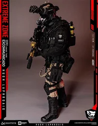 DAMTOYS EBS002 Extreme Battlefield Man Soldier Black Tops Hoodie Pant Waist Belt For 12