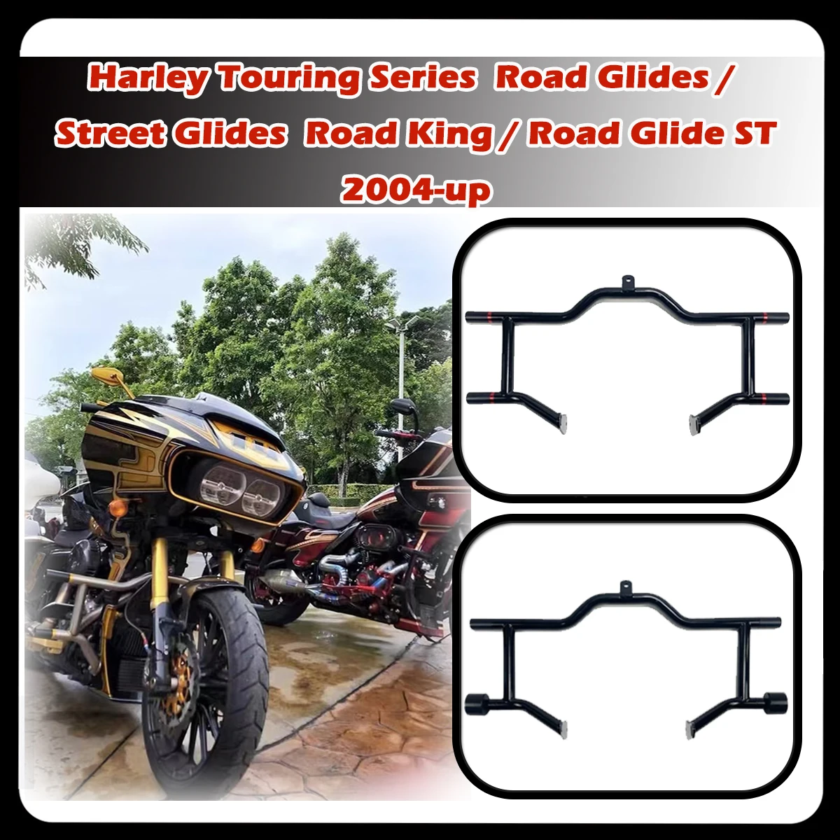 

Motorcycle Custom Front Bumper Engine Guard For Harley Road Glides Street Glides Road King Road Glide ST 2004-up