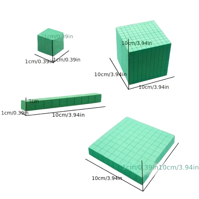 Ten Blocks Complete Set Kids Math Plaything Plastic Math Blocks Plastic Base Ten Set Cube Kids Math Plaything Counting Cubes Set