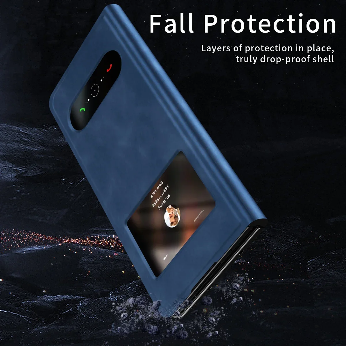 Magnetic Close Business Style Leather PC Flip Cover Case for Samsung Galaxy Z Fold 6 5 4 3 Smart View Call ID Shows Answer Phone