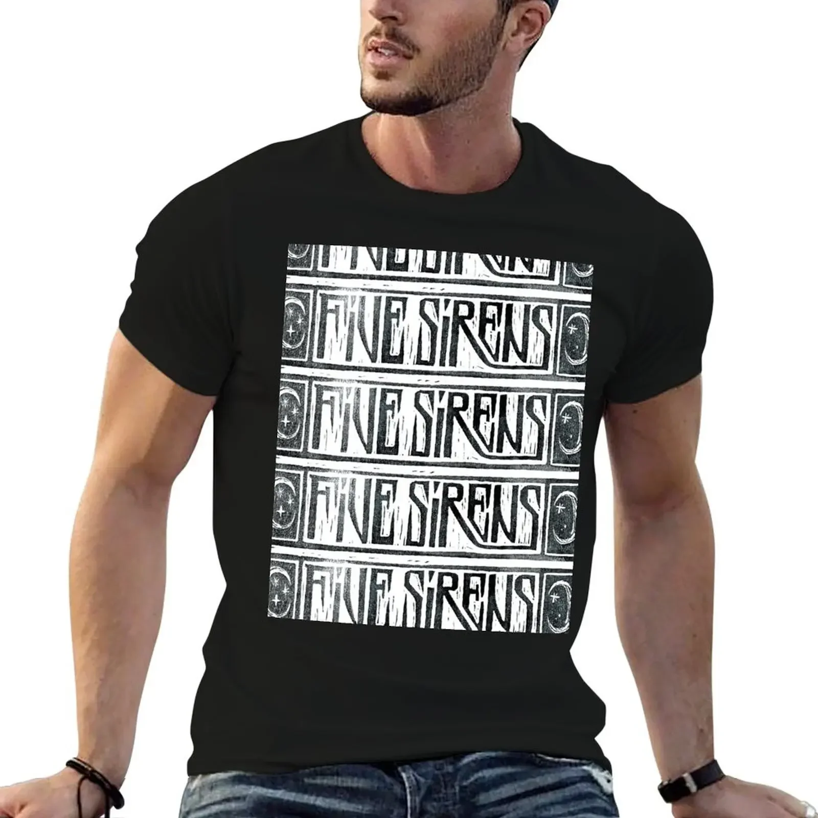 

Five Sirens T-Shirt man t shirt quick-drying summer top blacks cotton t shirt men