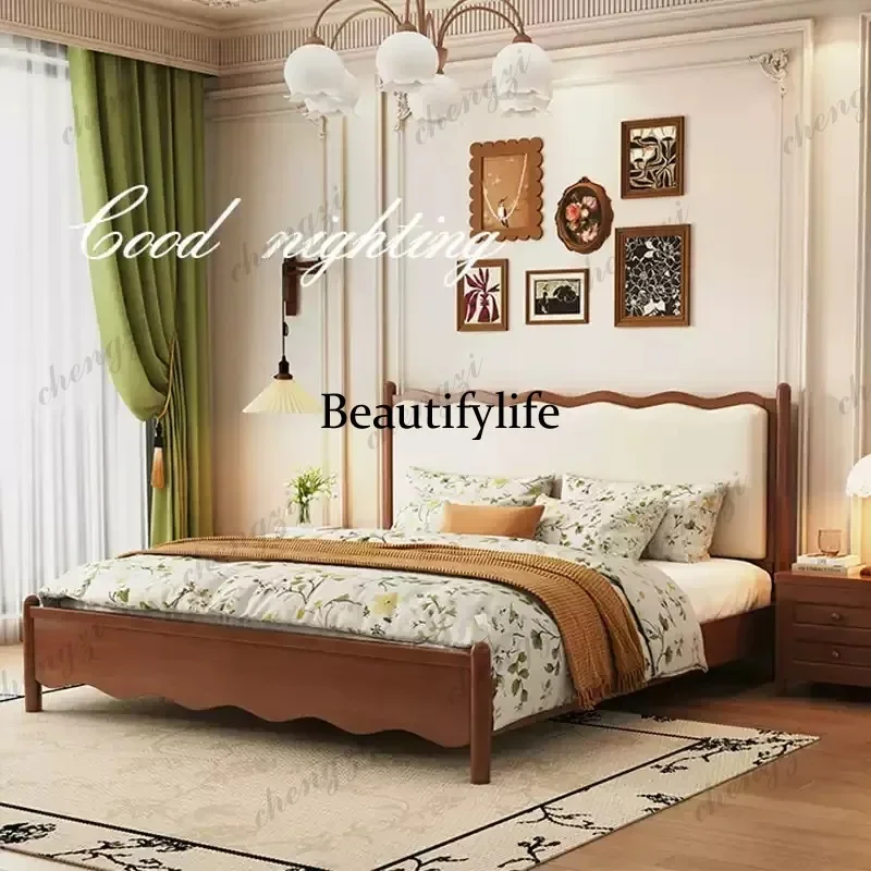 E136 Wood Comforter Frame Double Bed Luxury Drawers Full Size Bases Double Bed Headboards Bedframe Lit 2 Personnes Home