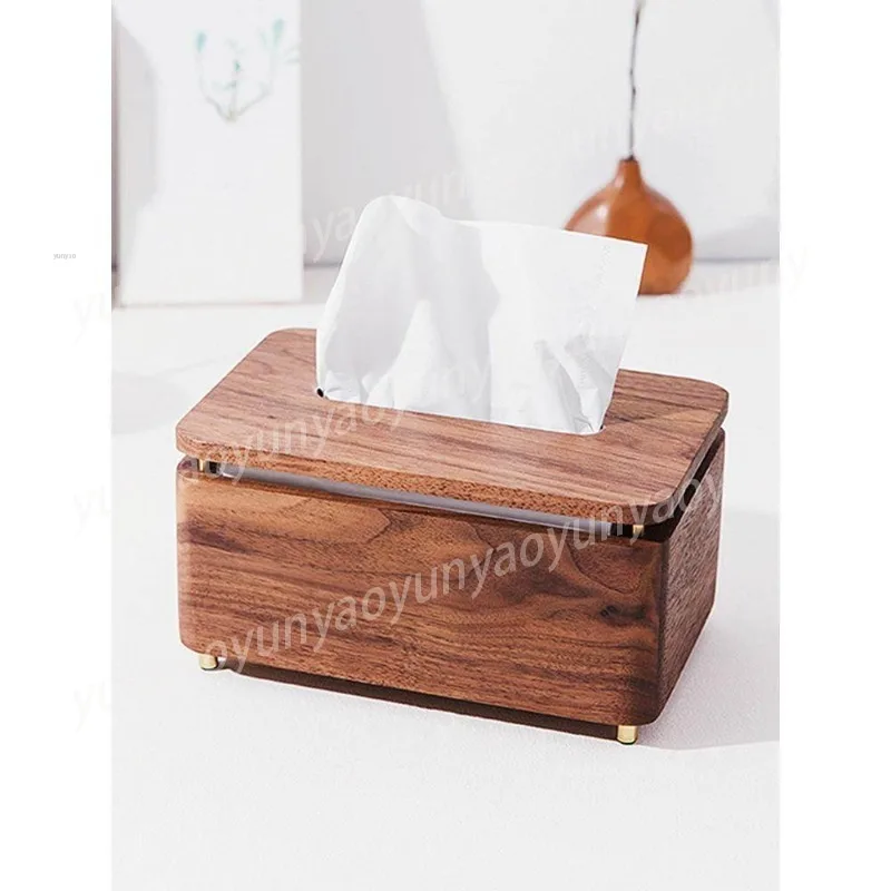 Creative Light Luxury Solid Wood Bathroom Tissue Box, No Punching Toilet Paper Box, Storage Napkin Box
