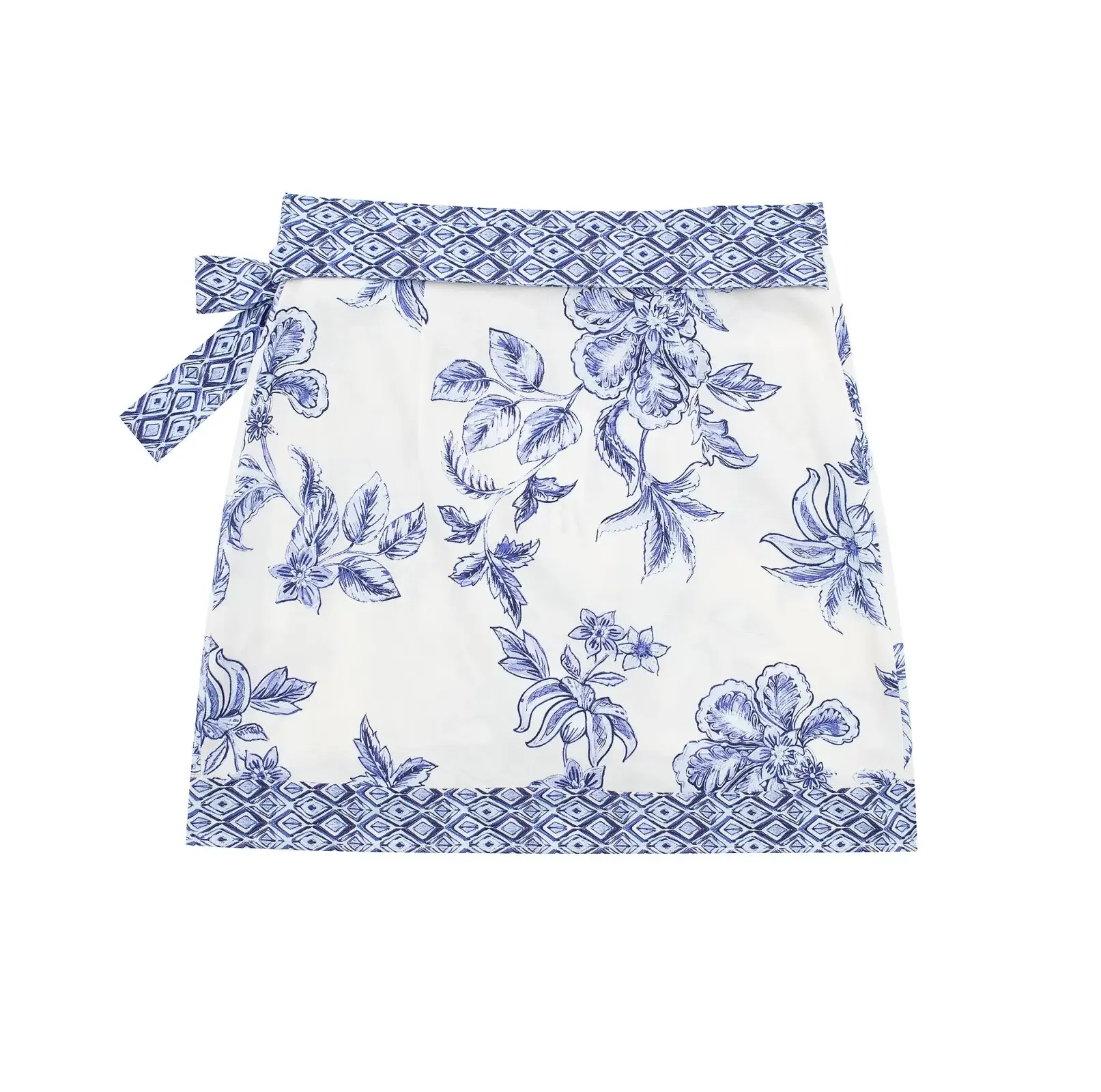 

Women 2024 New Chic Fashion Bow tie flower print mini Skirt Vintage High Waist Female Skirts Mujer