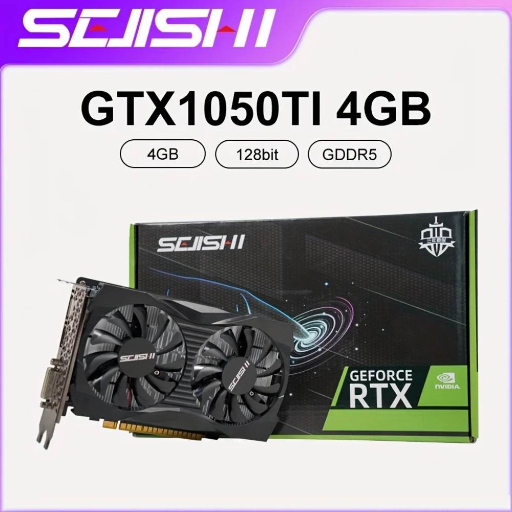 SEJISHI NEW Geforce GTX1050Ti 4G 4GB NVIDIA بطاقة الرسومات GDDR5 128bit 14NM بطاقة الفيديو NVIDIA بطاقة الفيديو GPU placa de video