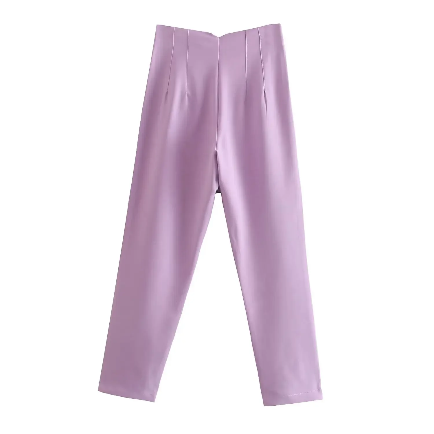 Pantaloni dritti da donna 2024 New Chic Fashion Joker pantaloni da donna con tasca laterale a vita alta retrò Mujer