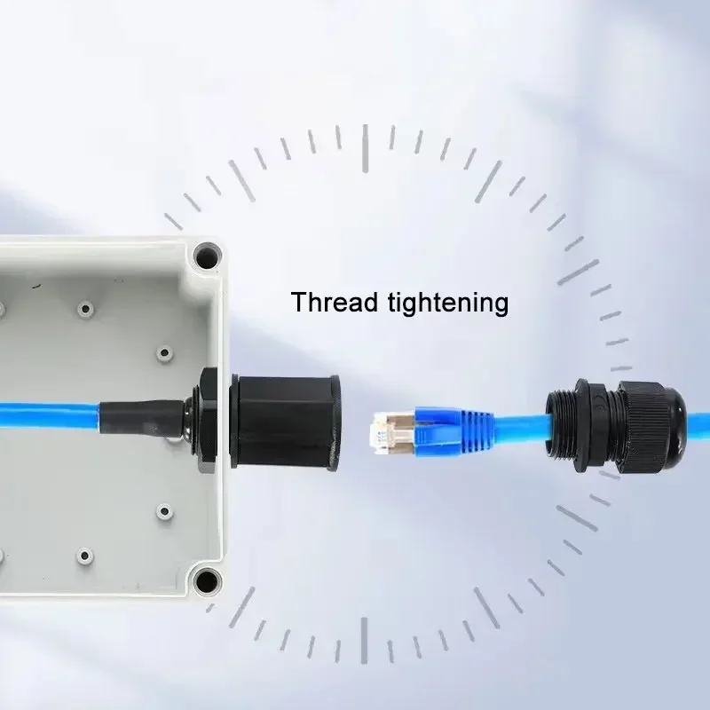 Waterproof RJ45 Network Connector M16/20/22 Cat5e Shield Gigabit Ethernet Line RJ45 DC Crystal Head Outdoor IP68 AP Junction Box