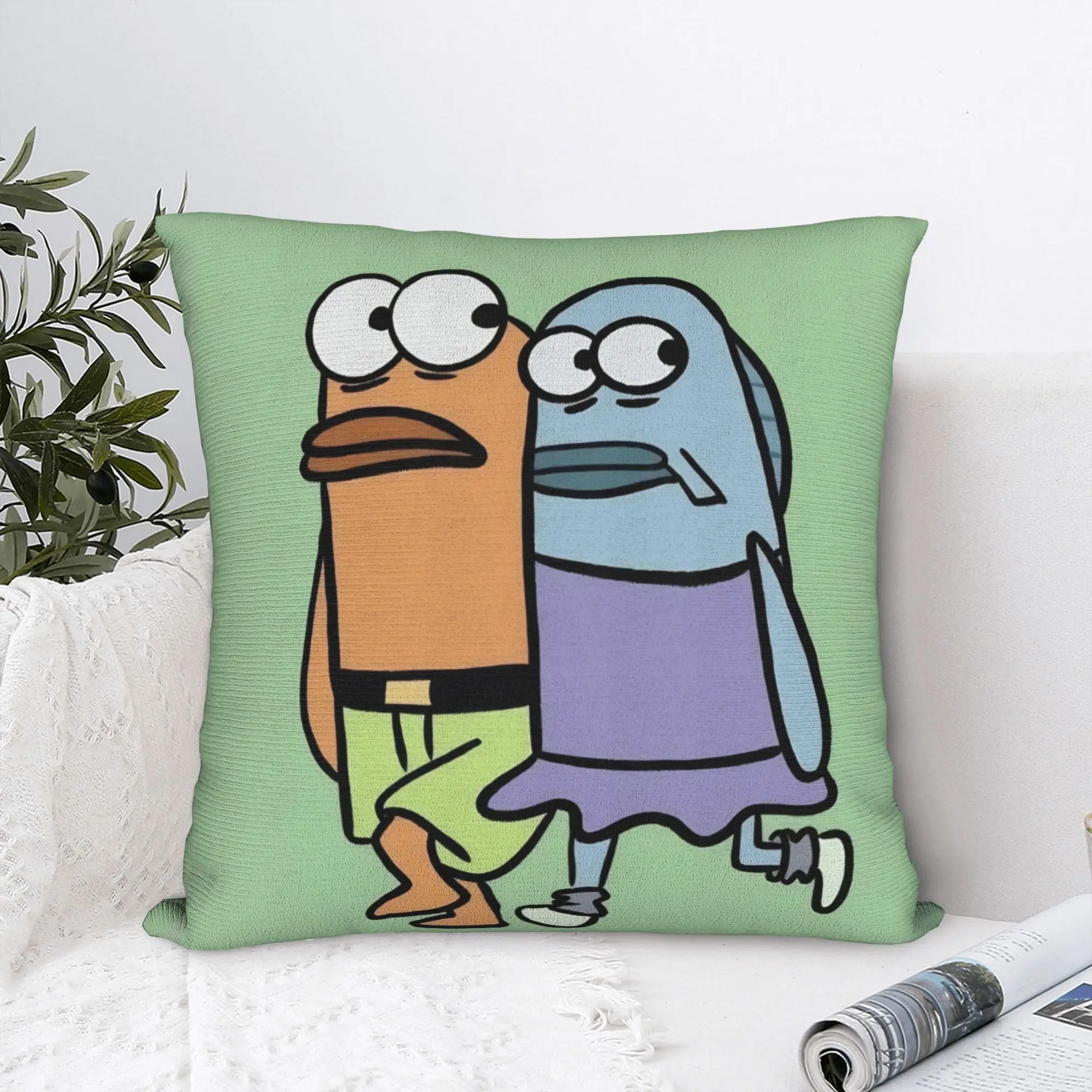 Bikinis Bottom Buddies Funny Fish Square Pillow Cases Cushion Cover Awesome Zipper Decorative Pillowcase for Living Room 40*40cm