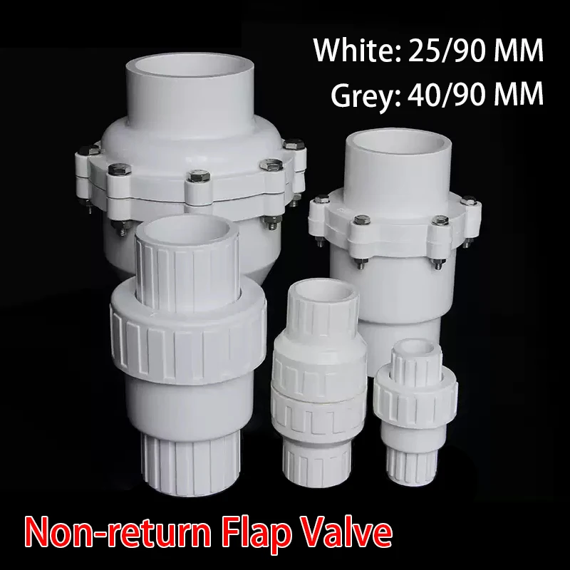 1PCS UPVC Non-return Flap Valve OPVC Pipe Fitting Plumbing System Parts Water Tube Connector Non Return Check Valve  25/40/90MM