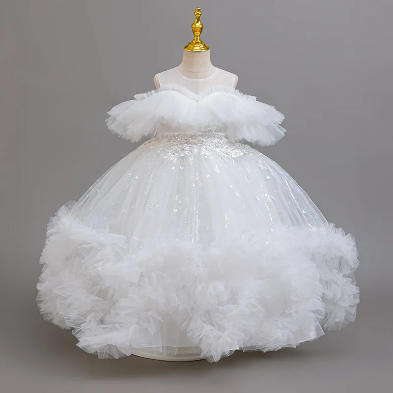 

HETISO Luxurious Children's Evening Gown Piano Performance Wedding Birthday Party Flower Girls Dresses Butterfly Bridesmaid Prom