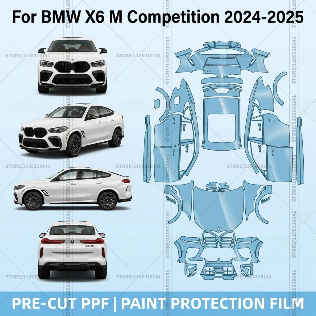 

Для BMW X6 M Competition 2024-2025: Предварительно вырезанная прозрачная защитная пленка PPF для автомобиля, профессиональная автомобильная пленка PPF