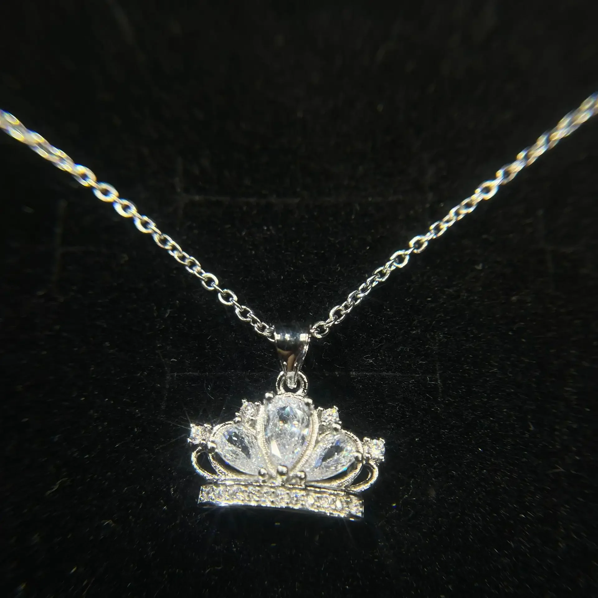 

Роскошное элегантное ожерелье из стерлингового серебра 925 пробы с полным цирконом и яркой короной, цепочка на ключицу