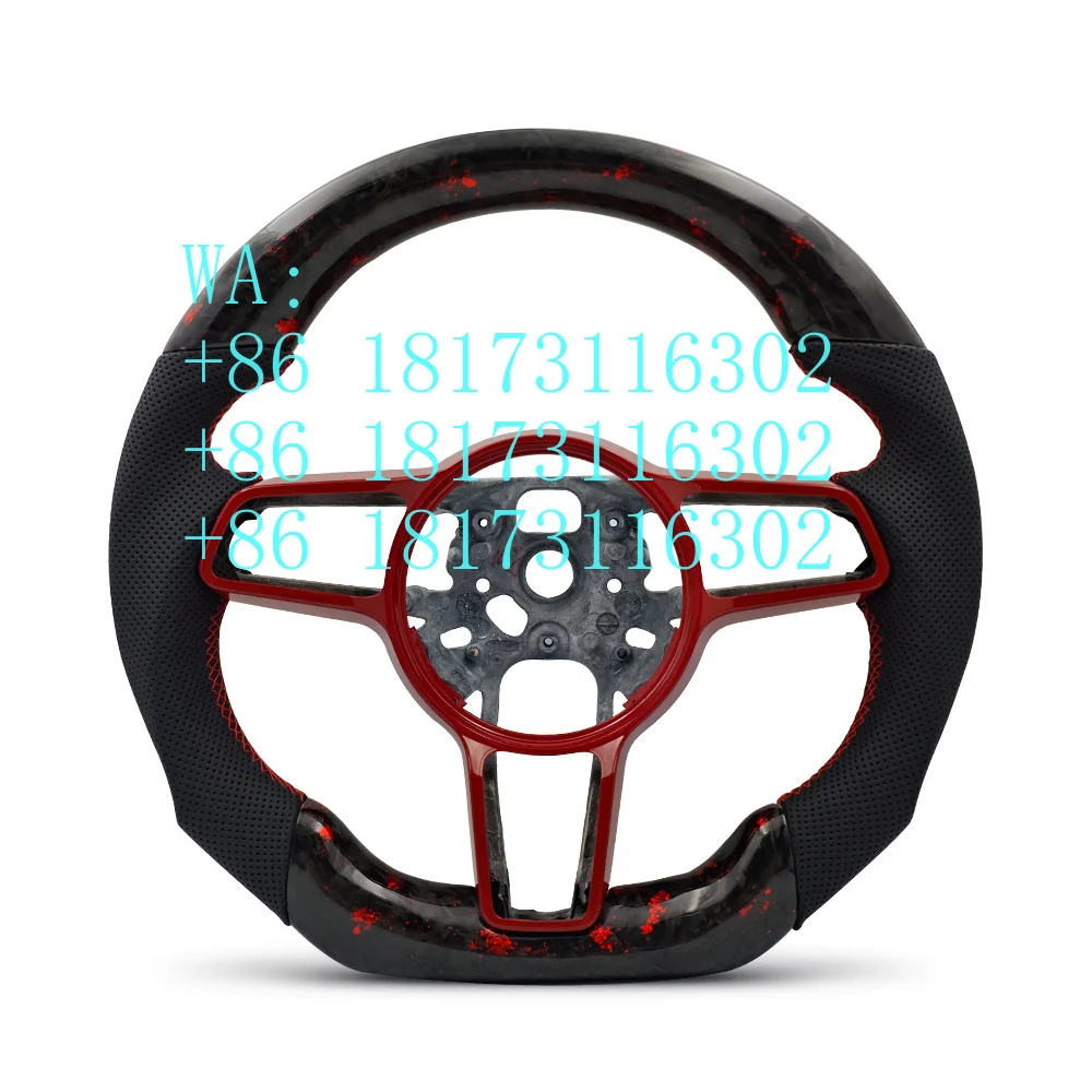 Factory Discounts Customized Red Forged Carbon Fiber Steering Wheel 718 Boxster Cayman 911 Carrera Cayenne GTS Macan Panamera Tu
