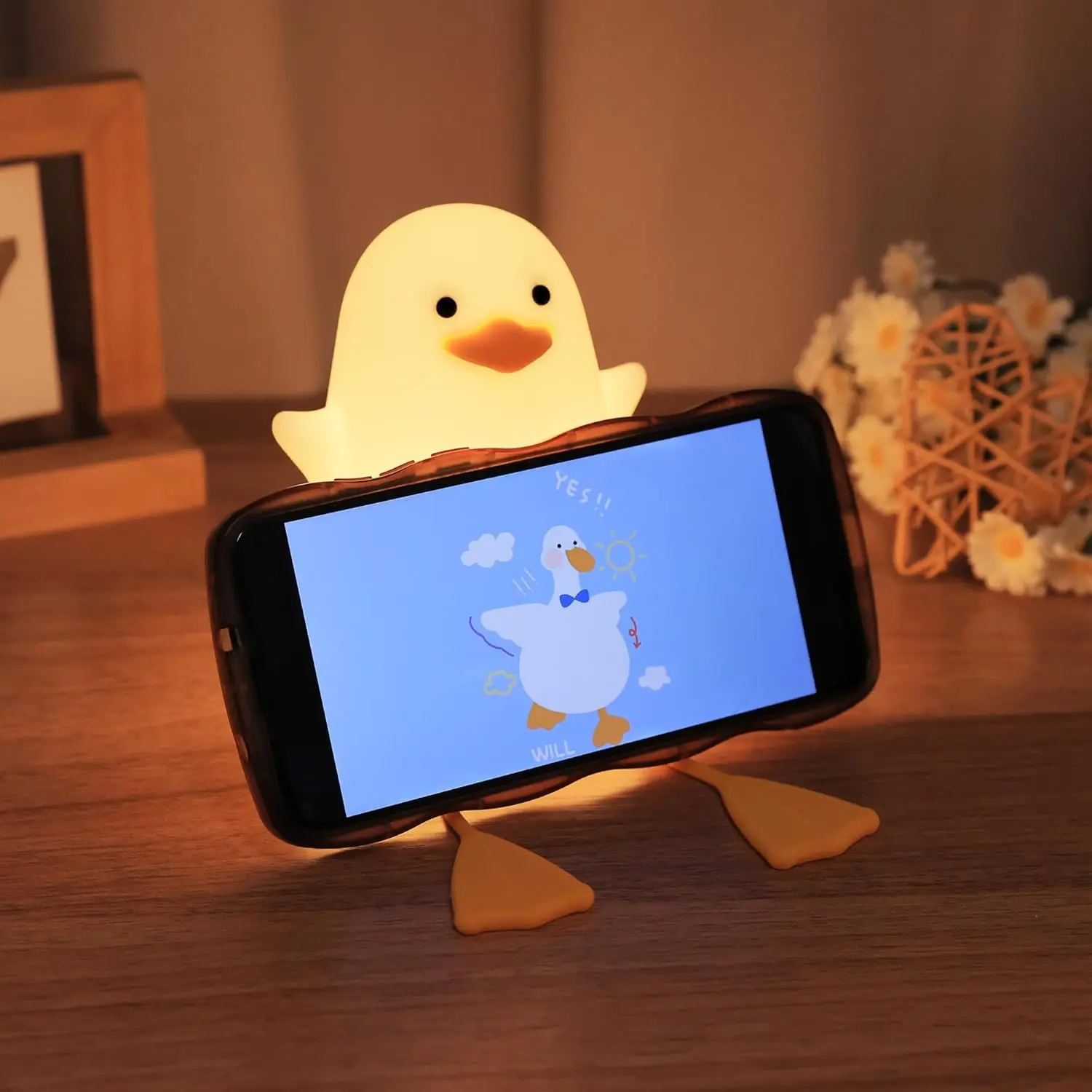 Lampu Bebek Lucu Lampu Malam Silikon Peredupan Waktu Isi Ulang USB Portabel Sempurna untuk Hadiah Liburan Kamar Tidur Keluarga
