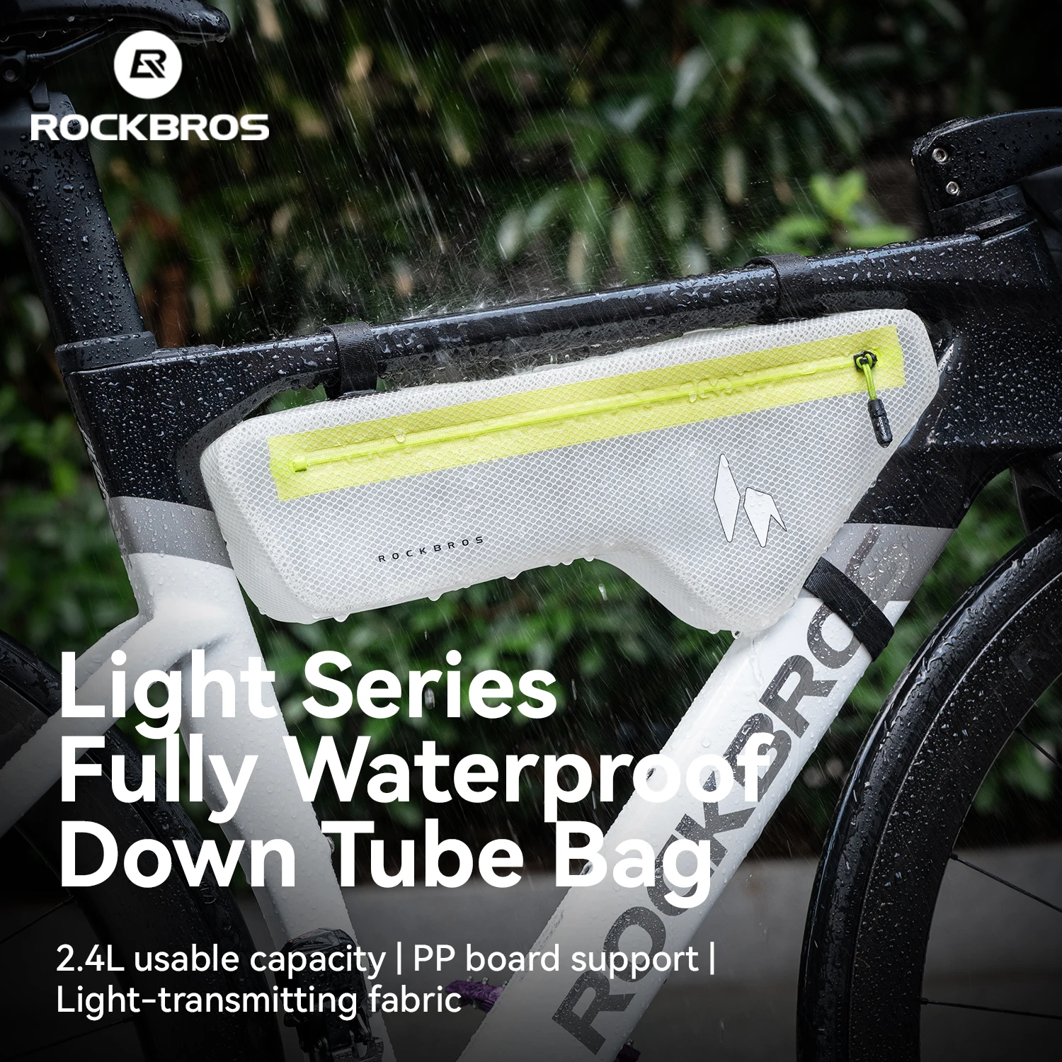ROCKBROS Bike Frame Bag Fully Waterproof 2.4L Large Capacity Bicycle Down Tube Storage Bag Streamlined Anti Leg Hit Riding Bag