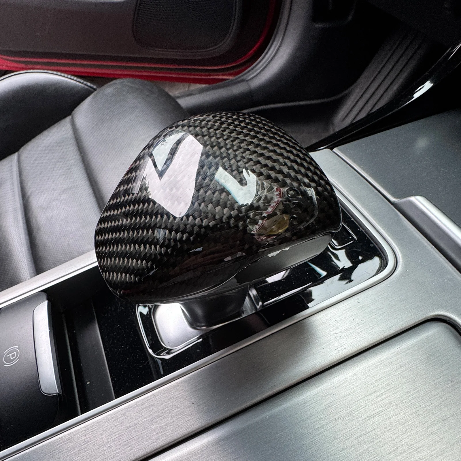 Real Carbon Fiber Car Knob Protector Auto Shift Gear Cover Trim For Kia Stinger 2018  2019 2020 2021 2022