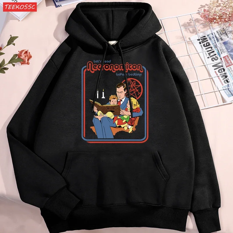 Let'S Read Necronomicon Before Bedtime Hoody Men Women Soft Pullover Hoodie Cute Pocket Streetwear Autumn Fleece Couple Clothes