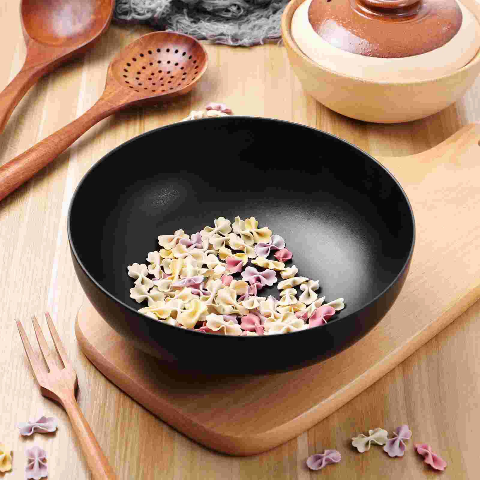 

Melamine Ramen Bowl Food Serving Noddle Holding Tableware Popcorn Microwave Spoon Soup for Restaurant Black Noodle