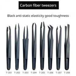 Anti-static Tweezers Plastic Carbon Fiber Rigid Industrial Tweezers DIY Nail Beauty Industry Precision Instrument Clip Soldering