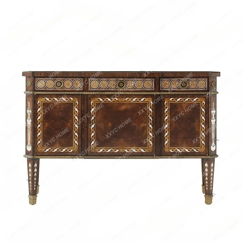 Three-door inlaid shell locker English villa foyer cabinet