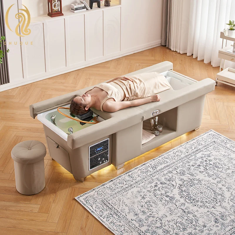 Chuque Adjustable Genuine Leather Salon Spa Bed Electric Lift Stainless Steel Frame Multi-functional Beauty Bed For Salon Use