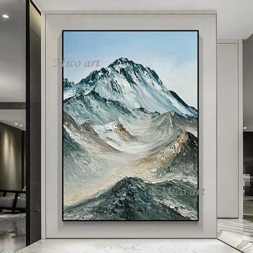 

3D Art Mountain Landscape Картина, чистый холст с ручной росписью, абстрактный пейзаж, картина маслом, украшение для офисных стен, без рамы