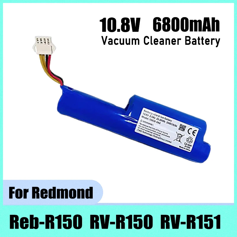 10.8V 6800mAh, for Redmond RV-R150 Redmond RV-R151 Vileda VR201 Petpro robot vacuum cleaner battery replacement