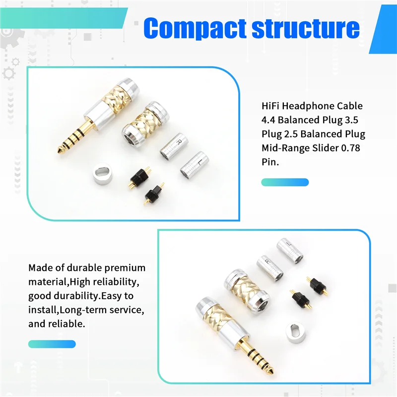 Hifi-hoofdtelefoonkabel 4.4 gebalanceerde stekker 3,5-stekker 2,5 gebalanceerde stekker Middenklasse schuifregelaar 0,78-pins