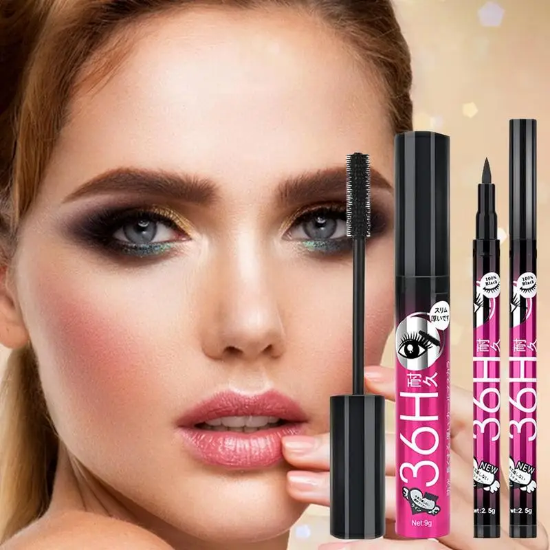 Mascara und Eyeliner Set 2 stücke flüssige Augenbrauen Mascara Bleistift langlebige Augen Make-up Bleistift Wasserlinie Mascara Eyeliner für Frauen