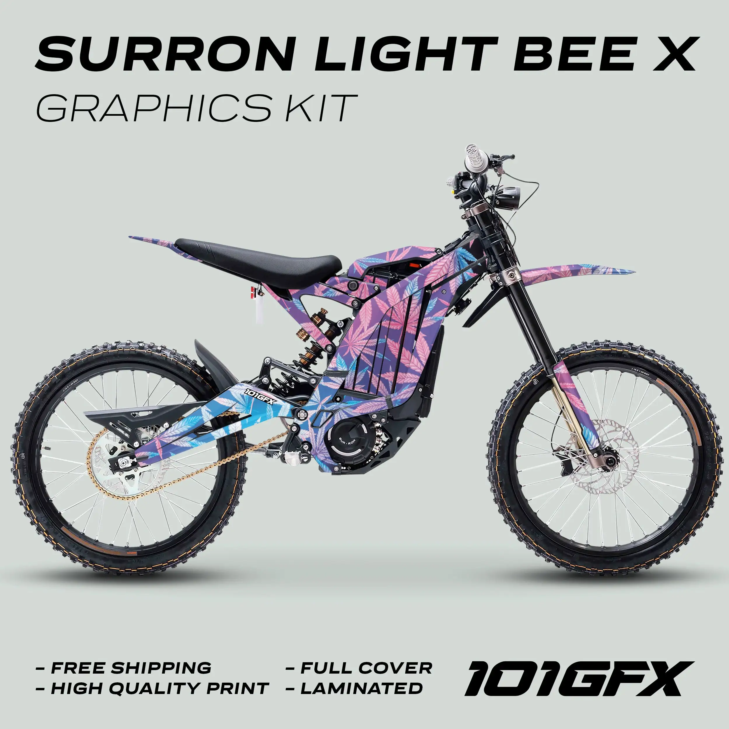 Graphics Kit 420 CANNABIS GLOW  Decals Stickers Laminated Marry Jane joint rasta  L1E eBike Emoto   For Surron Light Bee X