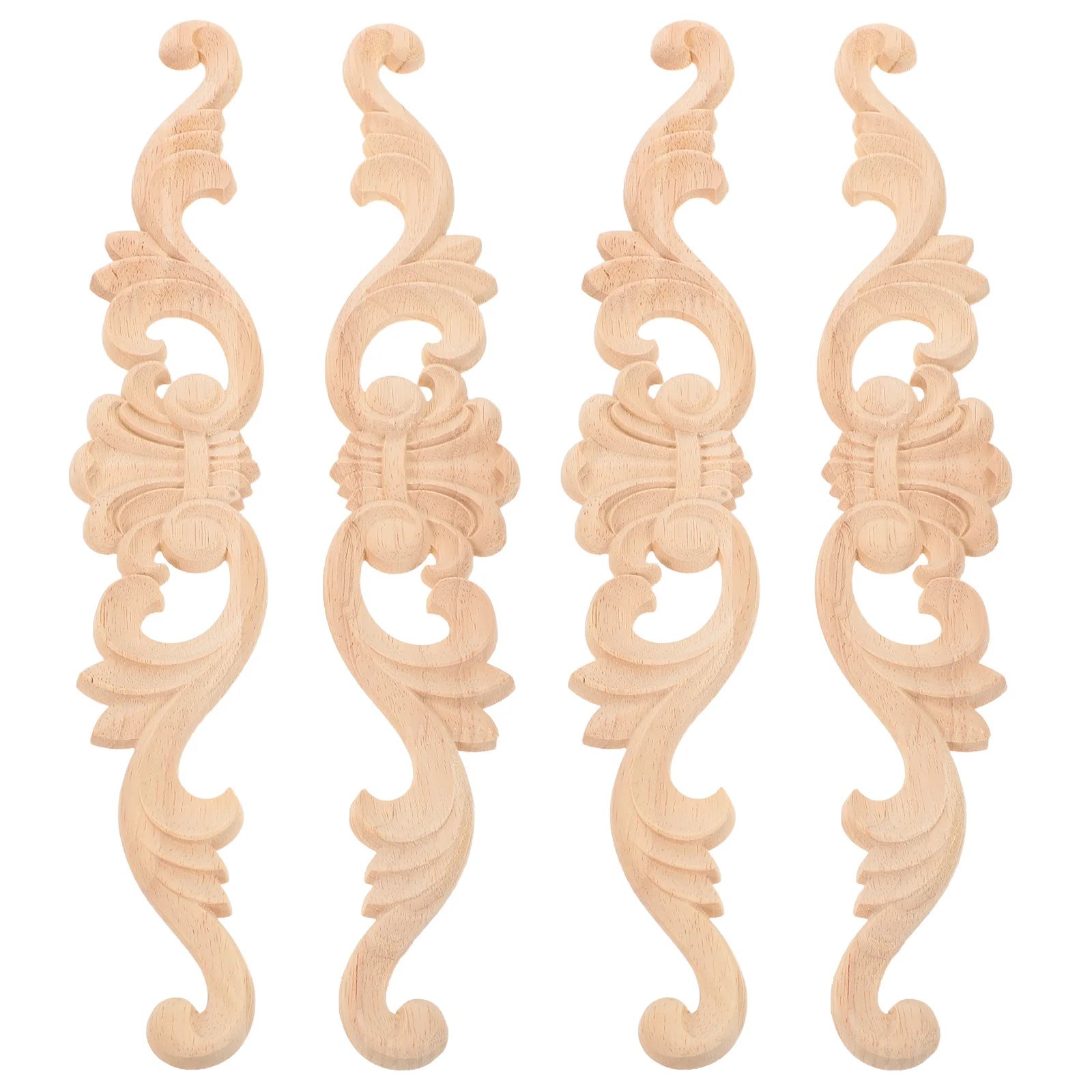 

4pcs Wood Carved Corner Appliques Unpainted Natural Wood Onlays For Diy Furniture Wall Cabinet Door Decor Home Living Room