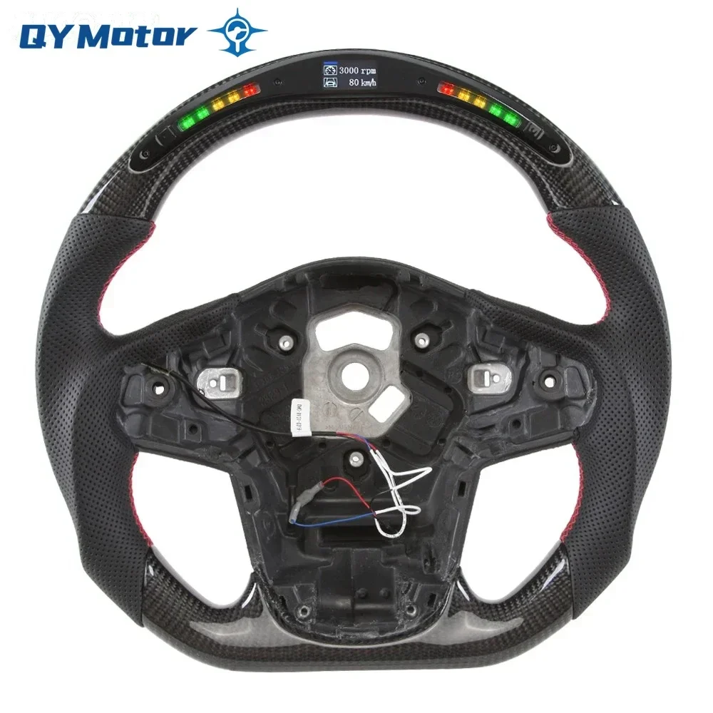 Volant de voiture en cuir perforé en fibre de carbone à LED, roue de sport de course, Toyota Supra A90, GazMK5, 2019, 2020, 2021, 2022