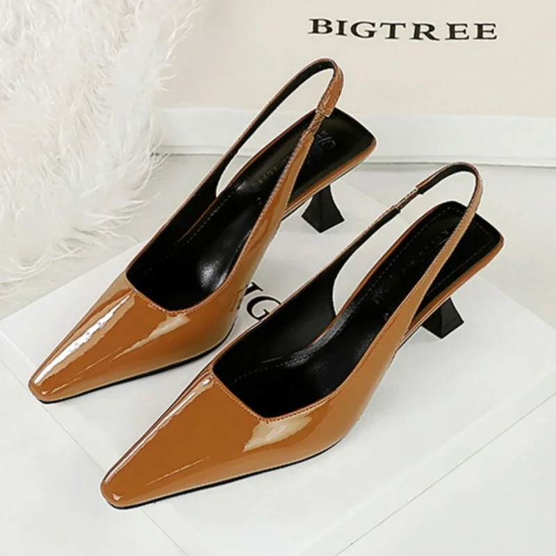 BIGTREE Street Style Sexy Pointed Toe Buckle Strap Women Pumps Stripper Sandals Slingback High Heels Female Retro Shoes Women view 6