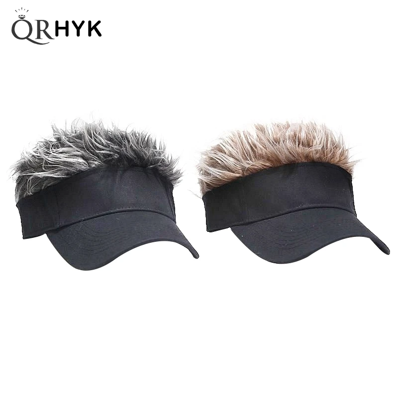 Casual Concise Men Women Sun Shade Adjustable Sun Visor Baseball Cap With Spiky Hairs Wig Spiked Wigs Baseball Hat