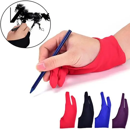 

Artist Drawing Glove For Any Graphics Drawing Table 2 Finger Anti-Fouling Both For Right And Left Hand Drawing Gloves