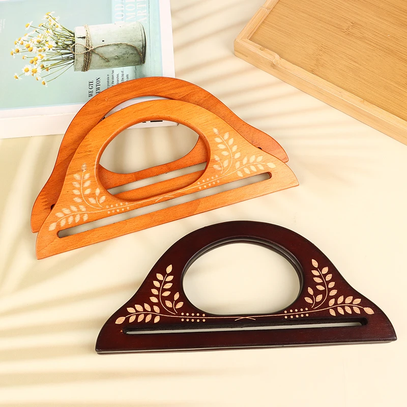 2Pcs Wooden Handle Handmade Purse Frames Wood Handbag Sewing Brackets DIY Handles For Making Bags Accessories 2 Colors