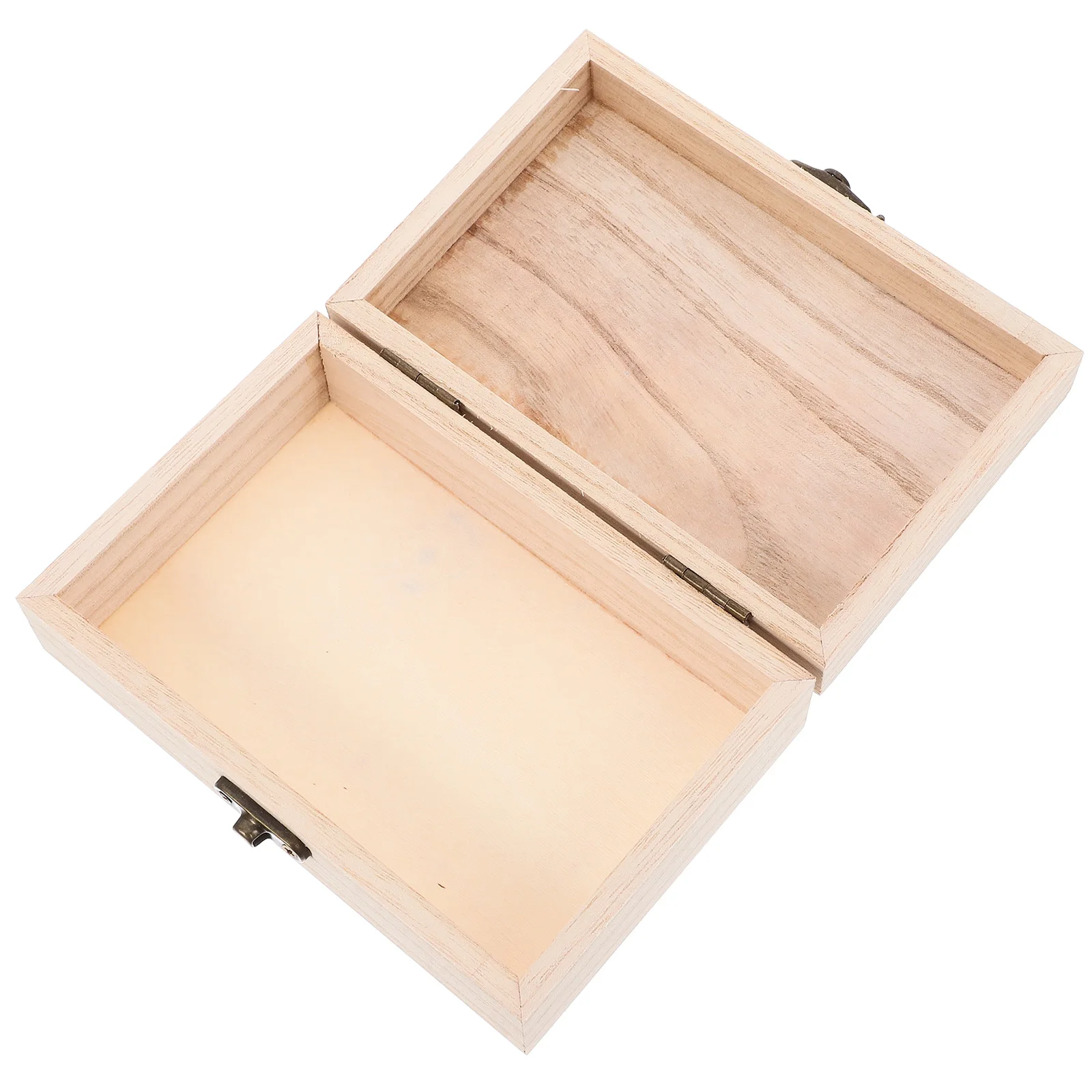 

Blank Wood Box with Hinged Lid Sturdy Locking Mechanism for Organizing Valuables DIY Decoration Project Craft Storage Wooden