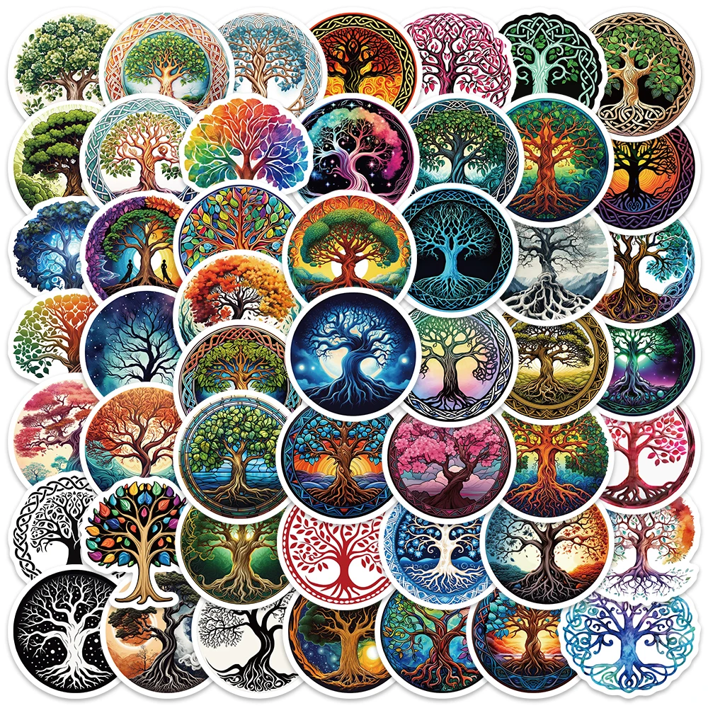 50PCS Retro Viking Tree Of Life Series Graffiti Stickers For Motorcycle Helmet Laptop Desktop Car Guitar Waterproof DlY Sticker