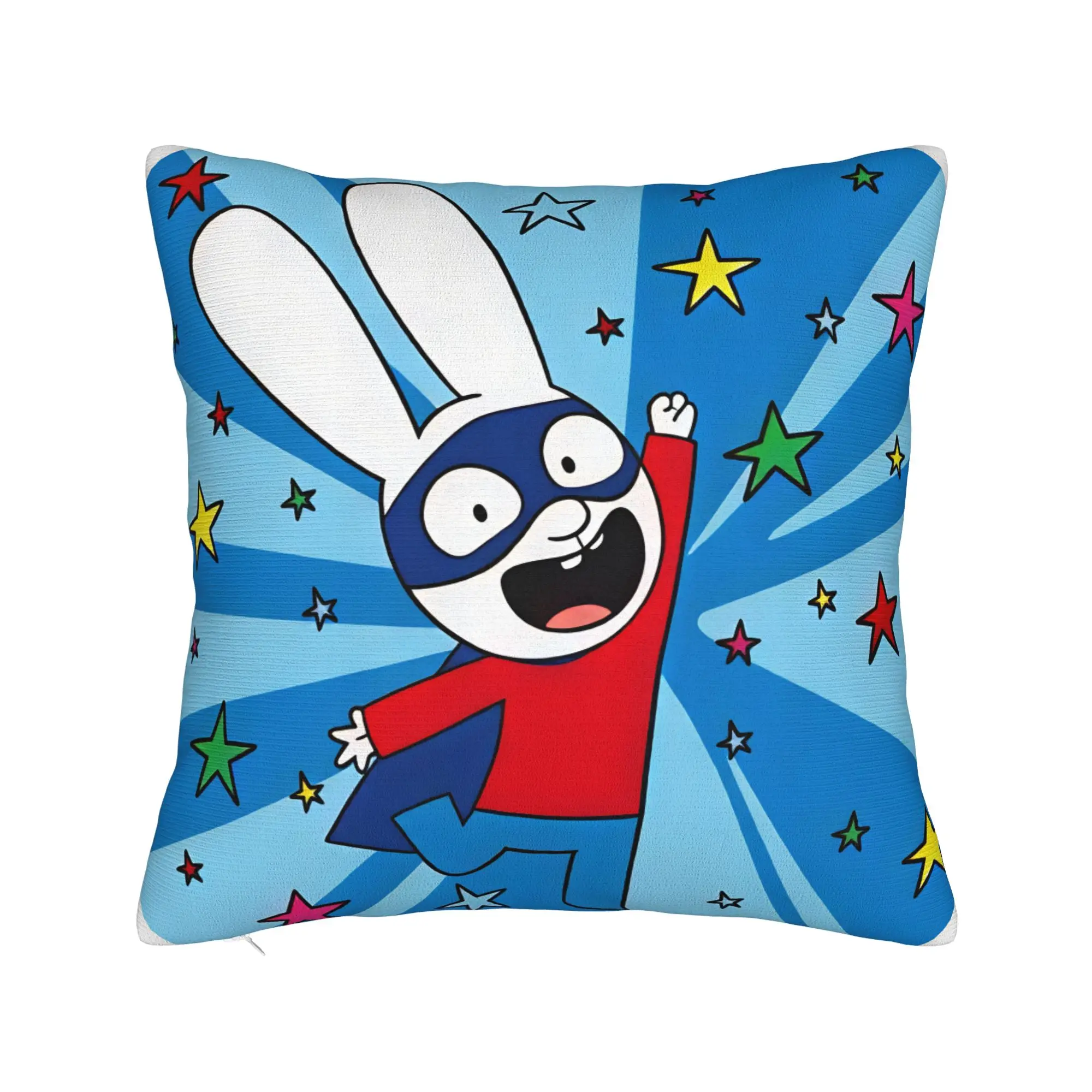Simons Super Rabbits   Pillow Case  Soft Pillow Cover For Sofa Home Decoration Vintage Pillowcases