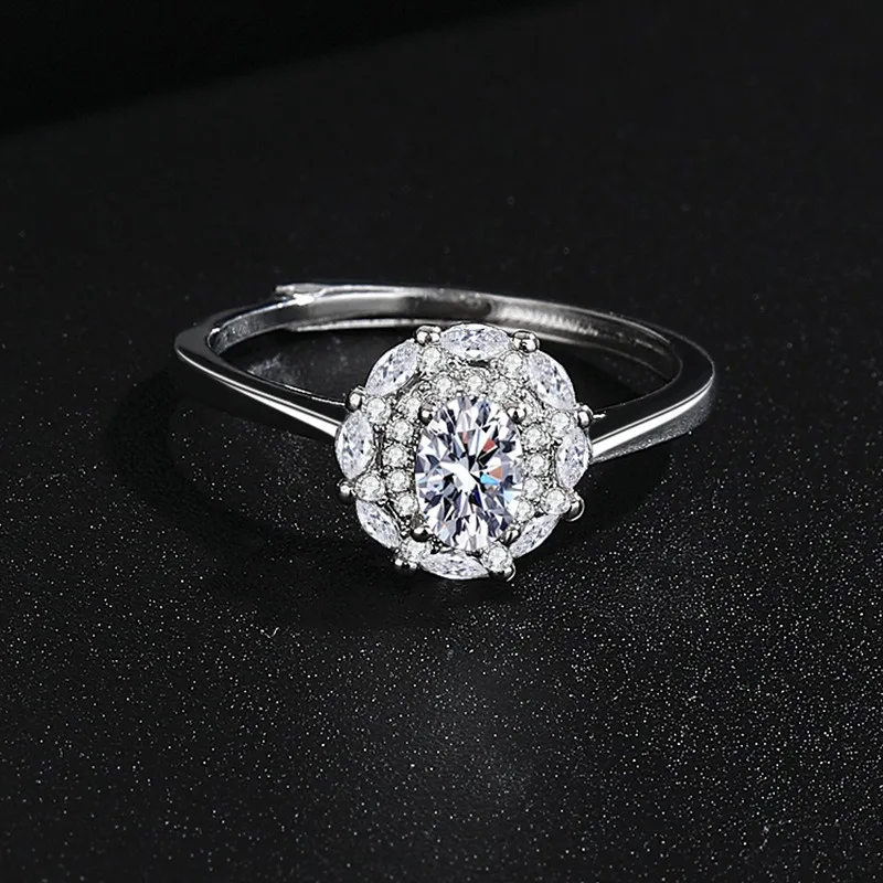 Pierścionek damski w kształcie jajka z diamentem, popularny w Europie i Stanach Zjednoczonych, wysokiej jakości, lekki luksus, prosty, uniwersalny, podkreślający temperament.